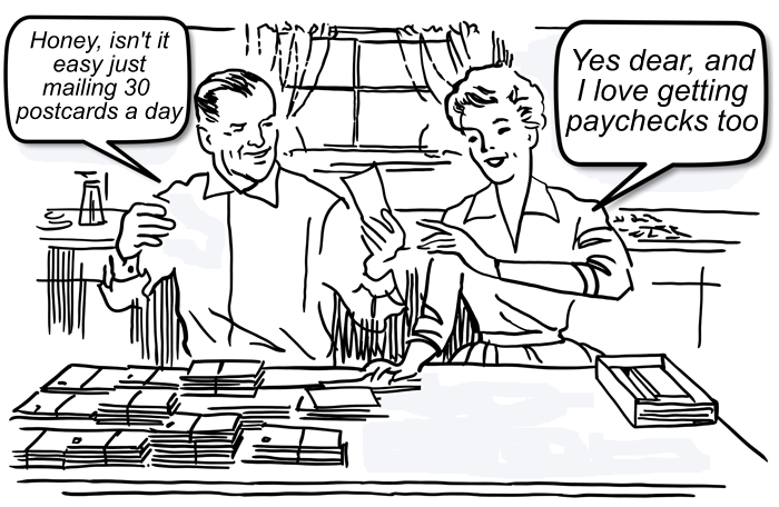 Mail postcards to make money from home